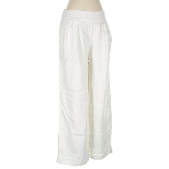 Abercrombie & Fitch White Linen Pants - Pull-On Pleated Front - Picture 1 of 5